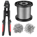Wire Rope Crimping Tool Kit, 328FT Stainless Steel Cable with 200PCS 1/16” Aluminum Crimping Loop Sleeves and 50PCS Stainless Steel Thimbles