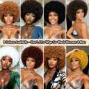 Short Kinky Curly Afro Wig with Bangs Glueless for Black Women Men 70s Disco Bouncy Fluffy Puff Synthetic Heat Resistant Natural Looking Hair for Party Cosplay Daily Use