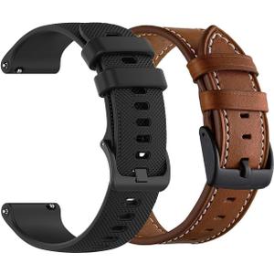 YEEJOK 22mm Watch Bands Compatible for Fossil Gen 6/5E 44mm Bands Silicone+Leather, Replacement Sport Strap+Leather Strap for Fossil Gen5 Men's Carlyle Garrett/Women's Julianna Smart Watch (Black + Brown)