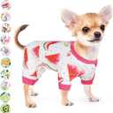 Dog Pajamas for Small Dogs Girl Boy Puppy Pjs Summer Pet Onesies for Chihuahua Yorkie Teacup Cute Soft Material Stretch Able Cat Clothes Outfit Apparel Doggy Jumpsuit (XX-Large, Watermelon)