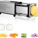 YOTAN Electric French Fry Cutter, French Fry Cutter with 1/2 & 3/8 Inch Blade, Commercial and Household Electric Potato Cutter, Automatic Potato Slicer, Vegetable Cutter, House Warming Gifts (Silver)