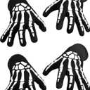 CROSSFINGERS Skeleton Gloves with Touchscreen and Warm for Halloween Cosplay Party and Daily Wears 2 Pairs