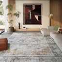 8x10 Area Rugs Washable Rug: Large Living Room Rug Stain Resistant Distressed Vintage Boho Rug Non Slip Low Pile Faux Wool Soft Area Rug for Bedroom Bedside Indoor Kids Playroom Farmhouse Dining Room (Grey and Orange)