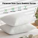 Gogreen Bamboo Rayon Waterproof Pillow Protector, Breathable Pillow Cover, Cooling Pillow Case Protector with Zipper, Super Soft Pillow Case Cover with Zipper (2 Packs, Queen 20"x30", White)
