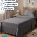 Twin Size 3 Piece Sheet Set - Comfy Breathable & Cooling Sheets - Hotel Luxury Bed Sheets for Women & Men - Deep Pockets, Easy-Fit, Extra Soft & Wrinkle Free Sheets - Dark Grey Oeko-Tex Bed Sheet Set
