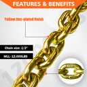 YATOINTO G80 Transport Binder Chain 1/2 Inch x 16 Foot Safety/Binder Chain with Clevis Grab Hooks 12,000 lbs Safe Working Load Logging Chain for Transporting Towing Tie Down Binding Equipment