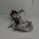 JOYIN Scary Halloween Decorations Outdoor, Halloween Hanging Scary Swing Girl Decorations Winging White Doll with Creepy Sound and Light Up Eyes Sound, Animatronics Hanging Decors Activated