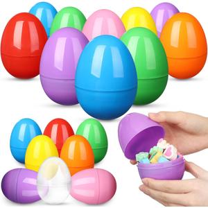 4'' Fillable Easter Eggs 24 Pcs Empty Plastic Easter Eggs Colorful Bright Easter Basket Stuffers for Easter Egg Hunt Surprise Egg For Party Favor Easter Decorations Boys Girls