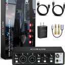 2x2 USB-C Audio Interface for PC/Mac Recording, 24-bit/192kHz, Dual TS/XLR Inputs, +48V Phantom Power, Studio/Podcast/Streaming (Matte Black)