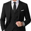 Men's Stretch Slim Fit 5-Piece Suit Set with Blazer, Vest, Pants, Bow Tie, Necktie and Pocket Square (36R, Black)