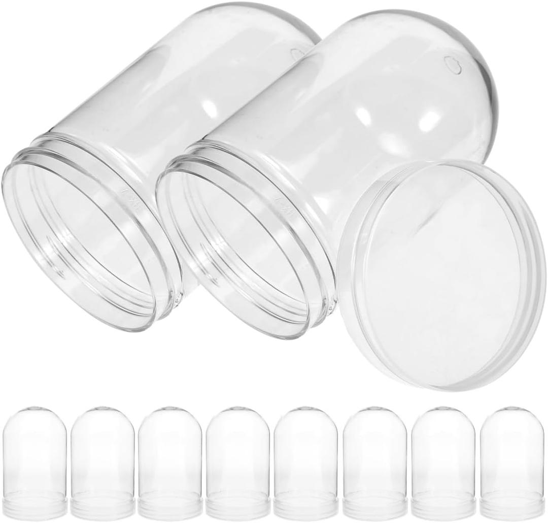 VOSAREA 10pcs Plastic Snow Globe DIY Clear Light Bulbs Snow Globes Water Globe Jar with Screw Off Cap Candy Cookies Jar for DIY Crafts Plant Flower Moss Landscape