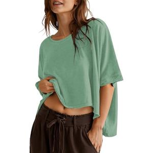 UEU Womens Summer Oversized Tops Casual Loose Crop T Shirts Crewneck Basic Boxy Tee Shirt Trendy Outfits Blouse ,2XL
