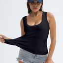 SVALIY Summer Womens Tank Tops 2024 Square Neck Fitted Sleeveless Shirts for Women Ribbed Basic Top (M)