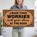 Leave Your Shoes and Worries 30"x17" Large Funny Welcome Mat for Indoor/Outdoor Entrance, Stylish Door Mat with Non-Slip Rubber Backing, Perfect for Front Door 'Please Take Off Your Shoes' Door Mat
