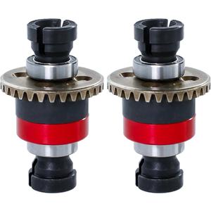 Assembled Differential 30T 0.8Mod for ARRMA 1/18 Granite GROM, Typhon GROM, 1/14 Mojave GROM, 1/12 Losi AWD RC Racecar, RC Front & Rear Universal Upgraded Metal Differential 2Pcs (Black/Red)