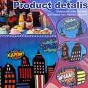Oudain 6 ft Hero Theme Tablecloth Hero Party Decoration Cityscape Tablecloth 72 x 30 Inches Washable Fabric Polyester Rectangle Table Cover Birthday Party Supplies