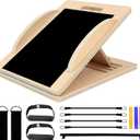 Versatile Wooden Slant Board, Convertible to Balance & Pilates Board, Adjustable Angles, Includes Full Pilates Kit, Supports Up to 360lbs, Calf Stretch, Squats, Knee, Ankle, Heel & Leg Training