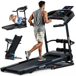 Multifunctional Folding Treadmill with Sit-Up & Incline, 3.5 HP Portable Running Treadmills for Home, 350 LBS Weight Capacity, Smart LCD Display with Heart Rate Monitor & Body Fat Measurement