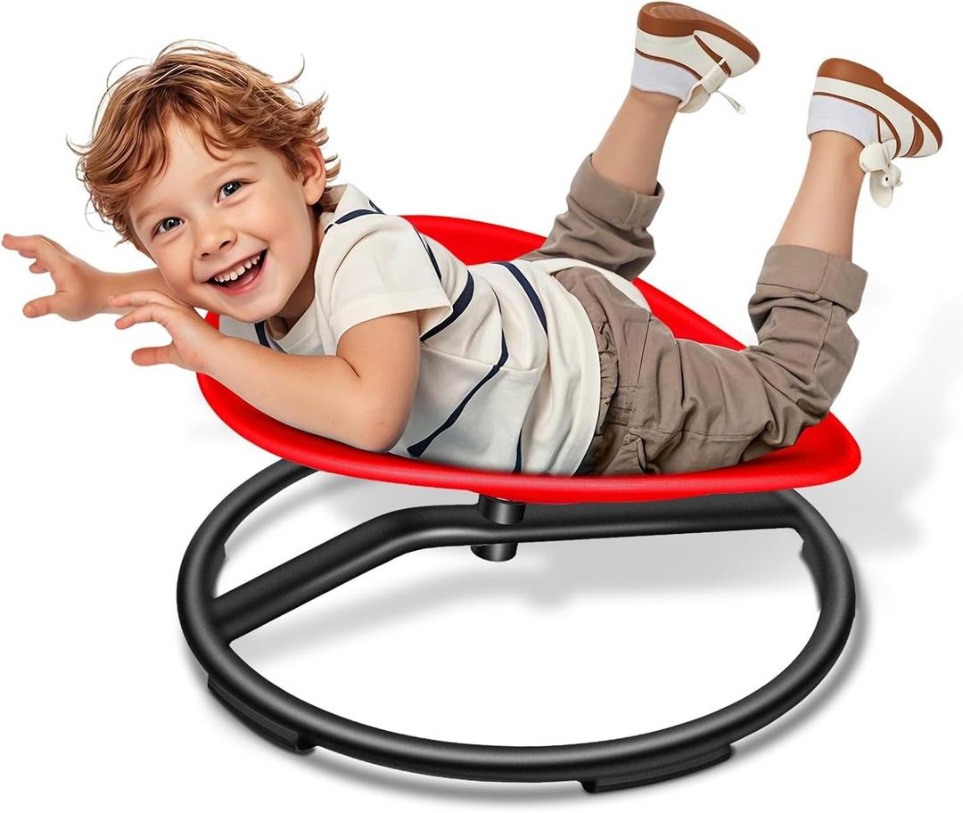 FERUERW Spinning Chair for Autistic Kids, Sensory Swivel Chair, 220LBS Weight Capacity, Sensory Toy for Children with ADHD/Autism, Training Body Coordination, 3+ Years (Red)