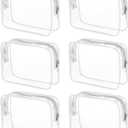 Tergy 6 Packs Clear Cosmetics Bags for Women Men Waterproof Toiletry Bags PVC Makeup Bags Organizer Case with Zipper for Travel Bathroom (6 White Colors)