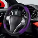 BELOMI Leather Car Steering Wheel Cover, Universal 15 Inch for Car Truck SUV, Non-Slip and Breathable, Sport Style Design Odorless Steering Wheel Protector, Automotive Interior Accessories (Purple)