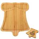Christmas Serving Tray, Bell Shape Charcuterie Board, Bamboo Serving Platter Dish for Holiday Party Food Tray for Cheese Snack Fruit 10 x 8.7 x 0.6 Inches