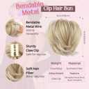 HOOJIH Ponytail Extension, Claw Clip in Straight Messy Hair Bun 9 Inch Short Ponytail Extension with Bendable Metal Wire Hair Pieces for Women Fake Hair Bun DIY Styles - Medium Blonde with Highlights
