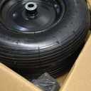 RRQ (2 Pack) 4.80/4.00-8 Tire and Wheel, 16" Pneumatic Wheelbarrow Tires with 3" Centered Hub and 3/4" Bearings (Comes with 5/8" ID Iron Tube Adapter), for Wheelbarrow, Garden Cart, Trailer and More