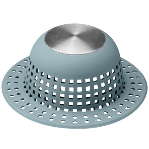 Aluvor Shower Drain Hair Catcher, Bathtub Drain Cover Foldable Silicone Shower & Tub Protector for Pop-Up & Regular Drains