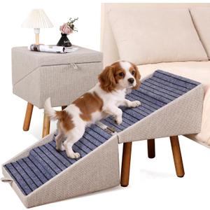 Dog ramp for Small Dogs, 2-in-1 Pet Steps & Ottoman - Foldable Dog ramp for Couch, Non-Slip Wooden Pet ramp for Puppy Senior Injured Dogs Light Beige, XXL(21.06H)