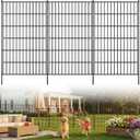 Toolterritary 10 Panels No Dig Decorative Garden Fence, 48in(H) x 25ft(L), Dog Fence Outdoor for Yard - Rustproof Metal Animal Barrier Fencing for Patio, Flower Bed, Ideal for Dogs, Rabbits