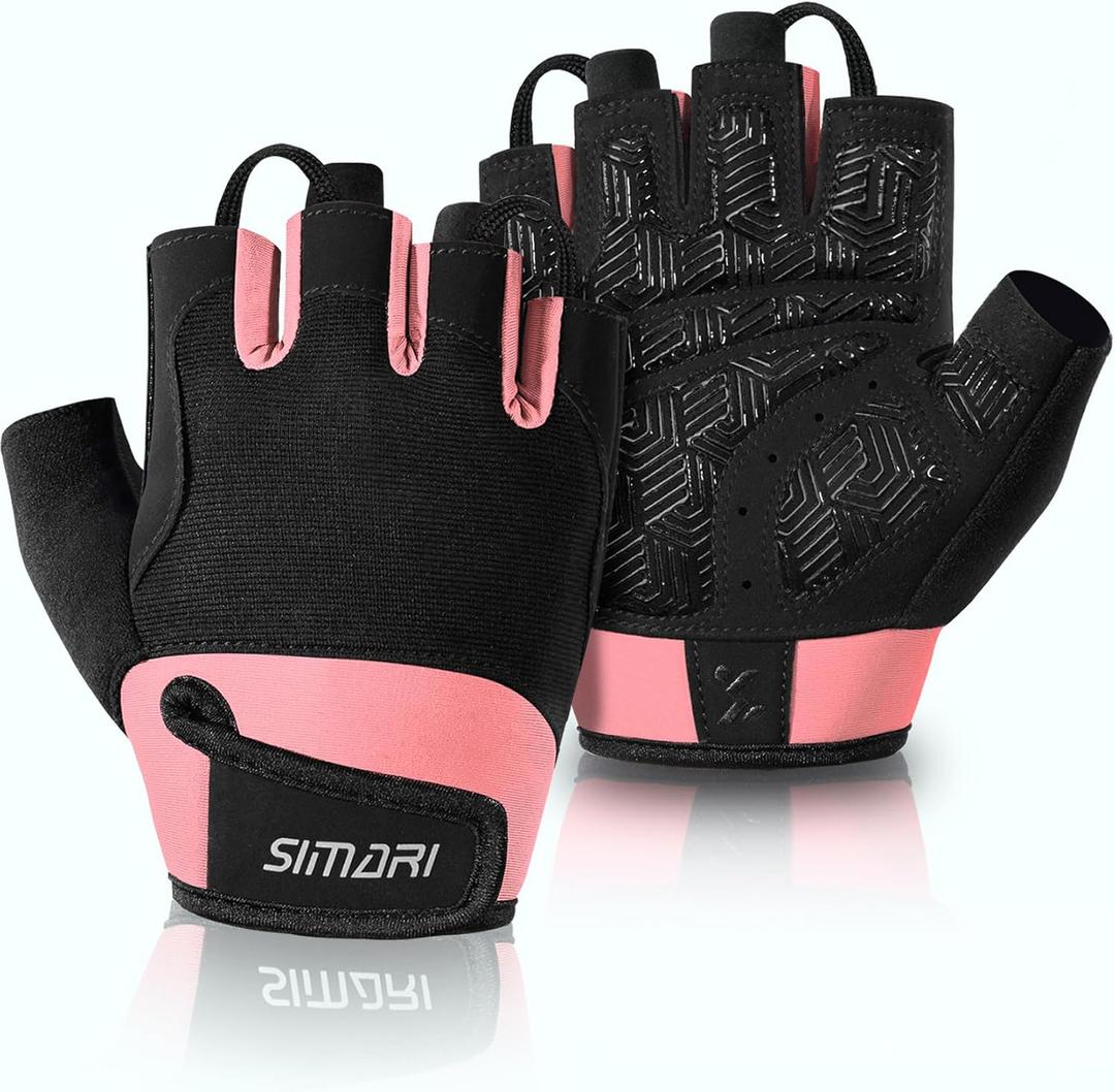 SIMARI Breathable Workout Gloves for Men & Women, Weight Lifting Gloves with Padded, Grip, Full Palm Protection, Gift for Gym Exercise, Cycling, Weightlifting Training, Fitness, Black, Pink, Size (Small)
