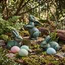 Gerrii Large Easter Bunny Decor 3 Pcs Rabbit Figurines - 5.9" Vintage Resin Bunny Statues for Home Spring Decor Tabletop Centerpiece Farmhouse Indoor Decoration Gift(Bronze)