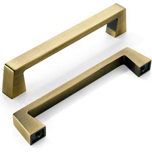 khtumeware 6 Pack 5 Inch(128mm) Kitchen Cabinet Handles,Brushed Antique Brass Cabinet Pulls Kitchen Cabinet Hardware, Furniture Pulls for Bathroom Cupboard Drawer Handles Dresser Pulls