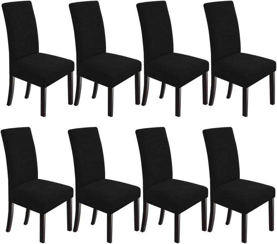 Dining Room Chair Slipcovers Dining Chair Covers Parsons Chair Slipcover Stretch Chair Covers for Dining Room Set of 8,Black
