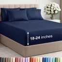 Extra Deep King Sheet Set - 6 Piece Breathable & Cooling Sheets - Hotel Luxury Bed Sheets Set - Easy & Secure Fit - Soft, Wrinkle Free & Comfy Sheets Set - Navy Blue Sheet Set with Extra Deep Pockets