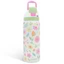 Floral Stainless Steel Water Bottle, Vacuum Insulated, Push-Button Lid, 32 oz, Gifts for Women Girls Friends Teens Birthday Christmas