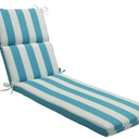 Pillow Perfect Stripe Indoor/Outdoor Split Back Chaise Lounge Cushion with Ties, Plush Fiber Fill, Weather, and Fade Resistant, 72.5" x 21", Blue/White Cabana Stripe, 1 Count