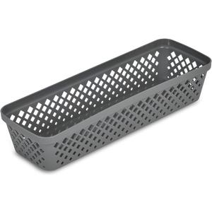 Glad Plastic Storage Basket Set - Multipurpose Drawer Trays, Kitchen Pantry Containers, and Bathroom Bins - 4 Pack Narrow Organizers, Grey