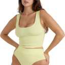 Organic Basics Women's Smooth Thong Seamless Underwear (Yellow, S)