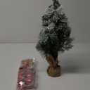 24 Mini Christmas Tree, Tabletop Flocked Small Christmas Tree with Lights, Timer, Tree Topper Star, Snow Frosted Artificial Xmas Tree w/Hanging Ornaments for Holiday DIY Home Decor (Red)