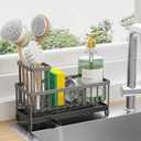 Cisily Sponge Holder for Kitchen Sink, Sink Caddy with High Brush Holder, Organzier Rustproof 304 Stainless Steel Dish Organizer Divider, Soap Dispenser Storage(Grey) (Gray)