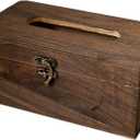 Wooden Tissue Box Cover Kleenexes Box Holder Rectangular Tissue Box Napkin Dispenser for Bathroom Office Living Room Dinner Table (Brown) (Regular)