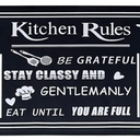 Black and White Kitchen Rugs,Non Skid Washable Microfiber mats for Kitchen Floor,Kitchen Rules Theme Cushioned Runner Rug Decor 17x30 small rug, 17x47 big rug