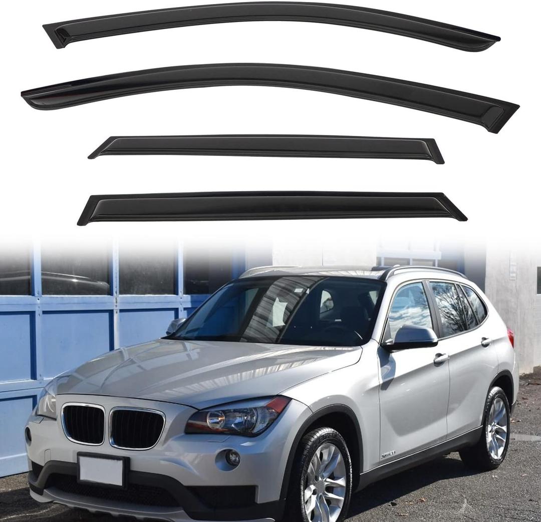 Rain Guards Compatible with 2009-2015 BMW X1 E84 Tape-On 4-Door Side Window Visor Wind Deflector Vent Visors Car Accessories