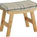 Foot Stool Ottoman Foot Rest Under Desk,Small Stool for Living Room, Bedroom and Kitchen (Natural Legs - Stripes Stool Surface)