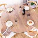 UMINEUX Round Fitted Vinyl Tablecloth with Elastic Edged, Waterproof Wipeable Round Table Cover for Indoor Outdoor Patio Use - Fits Tables up to 40" - 44" Diameter(Clear)