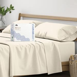 Mayfair Linen 100% Organic Cotton Sheets Full Size - 4 PC Organic Cotton Percale Sheets Full Set (Ivory), Crisp, Soft, Cooling & Breathable Bedsheets, 16" Deep Pocket Hotel Bedding - GOTS Certified