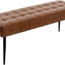 Apicizon 44.5Entryway Bench, Soft Faux Leather Indoor Bench with Metal Legs, Modern Cushion Ottoman Bench for Bedroom, Living Room, Entrance, Dining Room, Brown