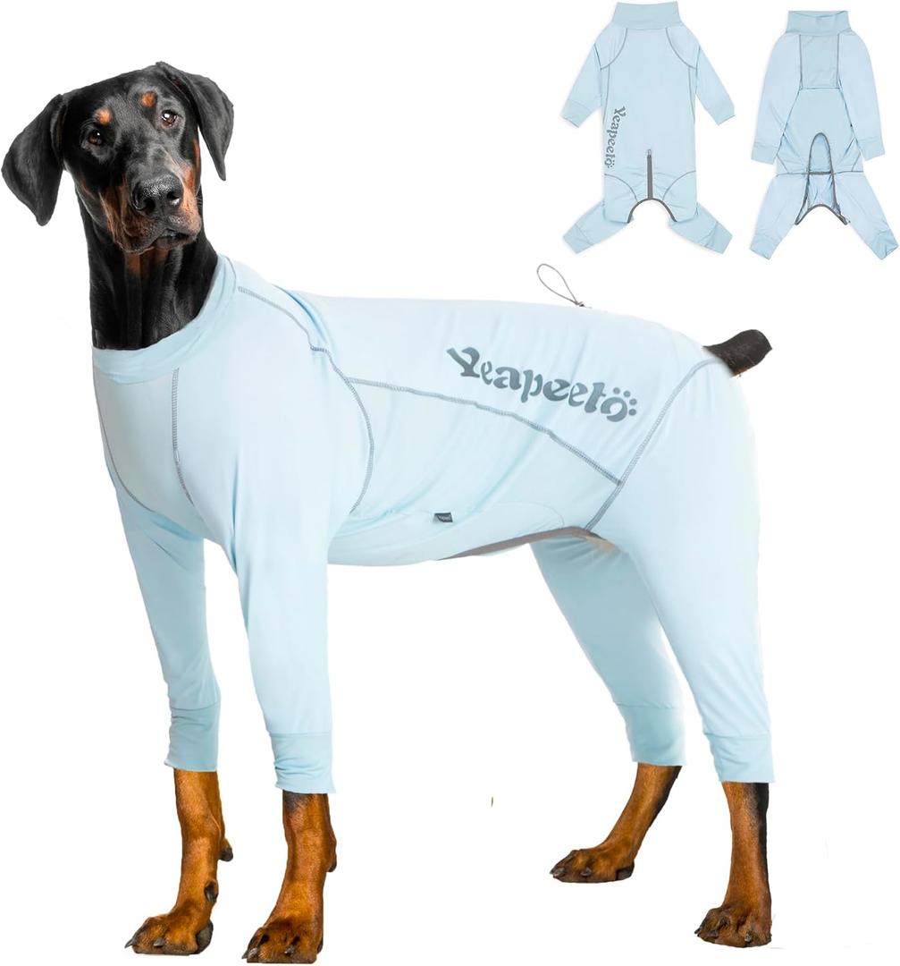 Yeapeeto Dog Sun Protection Cooling Suit UPF 50+, Quick-Dry Breathable Jumpsuit for Large & Medium Dogs, Outdoor Dirt-Resistant Shedding Control Pet Apparel (Ice Blue, 7X-Large)